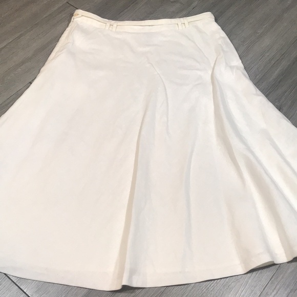 Lauren Ralph Lauren Vintage Off-White A-Line Linen Skirt with Rhinestone Belt - Picture 7 of 9